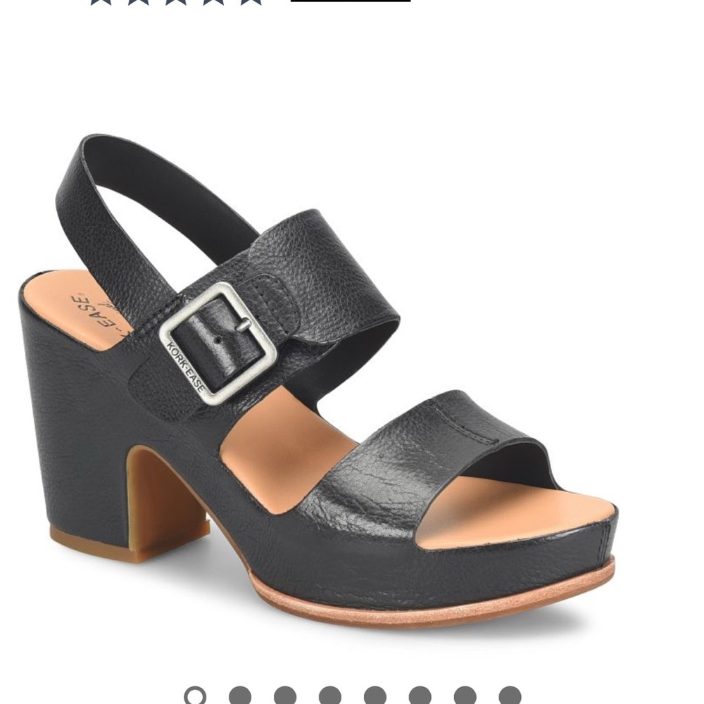 Kork-Ease Black Wedge Sandals with Adjustable Slingback